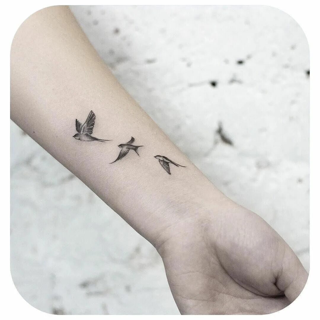 Птицы татуировок фото Small Tattoo Models Swallows flying to the sky in black and white on the wrist S