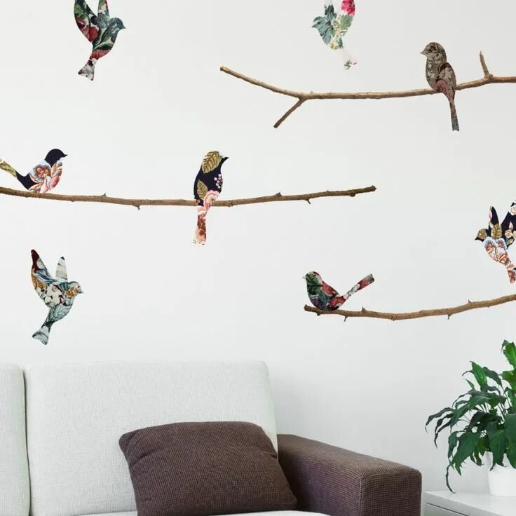 Птицы в интерьере фото Decorate your interior with the appealing Tapestry Birds & Branches adhesive wal