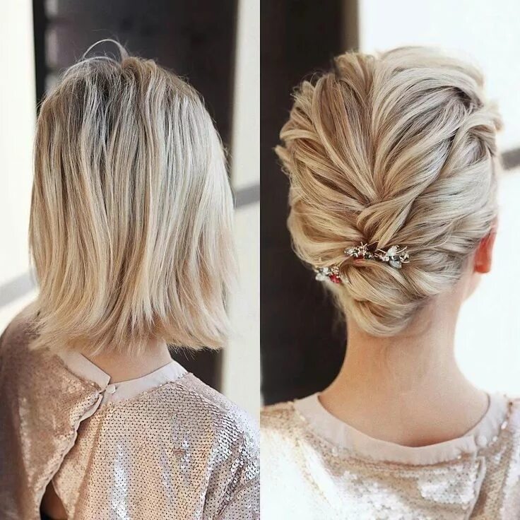 Пучок на каре фото Pin by Mary Alice Hair on up and down wedding "do's" Short wedding hair, Hair st