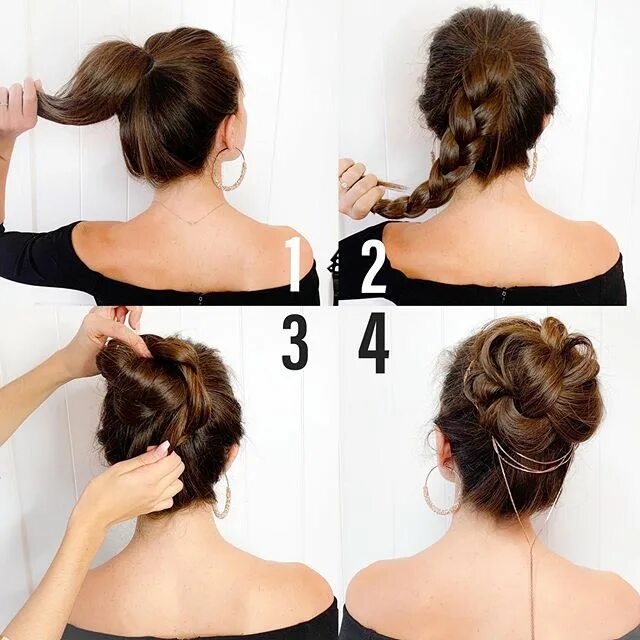 Пучок на средние волосы фото пошагово Soft High Bun Hairstyle Tutorial