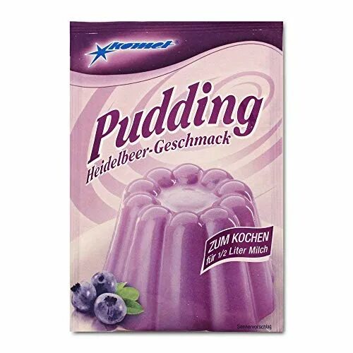 Пудинг фото в магазине Купить пудинги и пирожные Unbekannt 5er Pack Komet Pudding Heidelbeer-Geschmack 