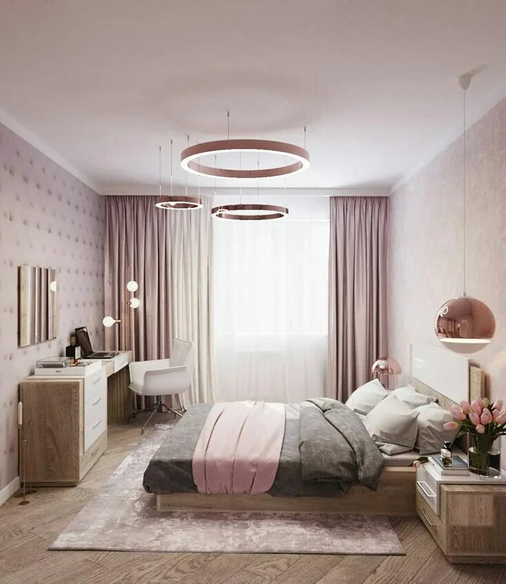 Пудровая спальня дизайн Розовое золото #алмаз #золото #кольца Interior design bedroom, Bedroom design, B