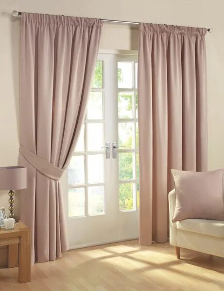 Пудровые шторы в интерьере Fiji Linen - Ready Made Curtains Гостиная, Шторы