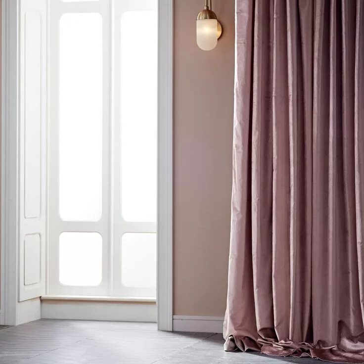 Пудровые шторы в интерьере Cotton Luster Velvet Curtain - Dusty Blush Velvet curtains, Dusty pink curtains,