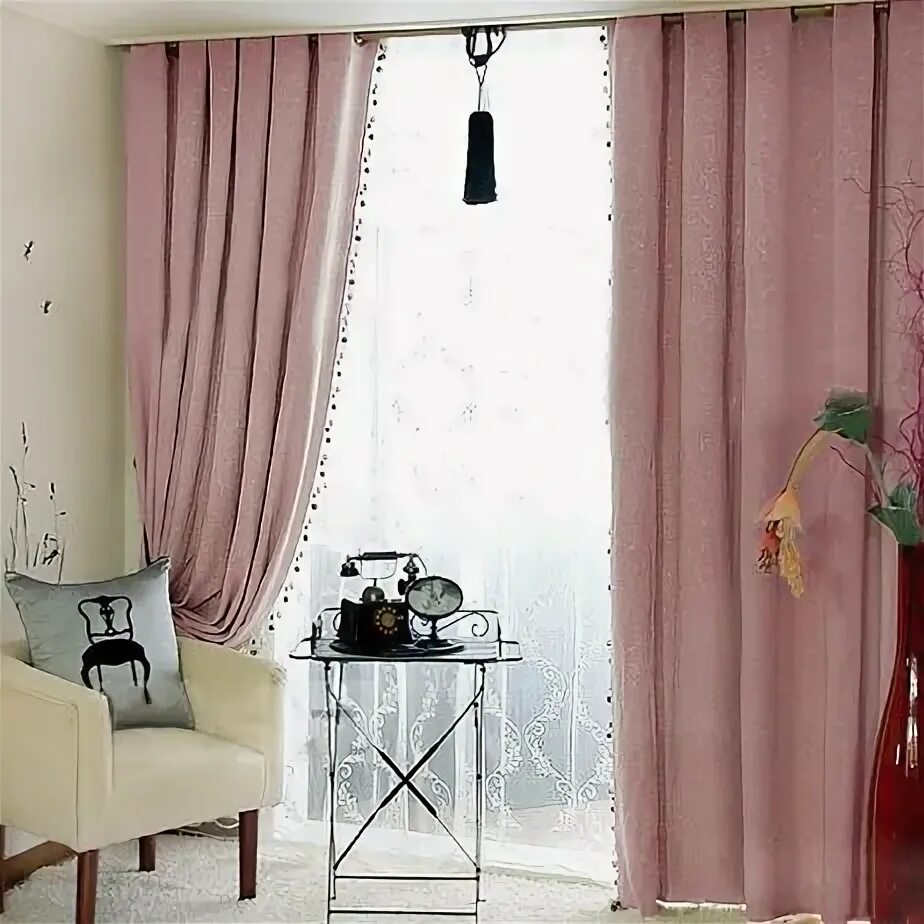 Пудровые шторы в интерьере гостиной Bedroom Blackout Curtains Prevent Light Light pink bedrooms, Curtains, Pink bedr