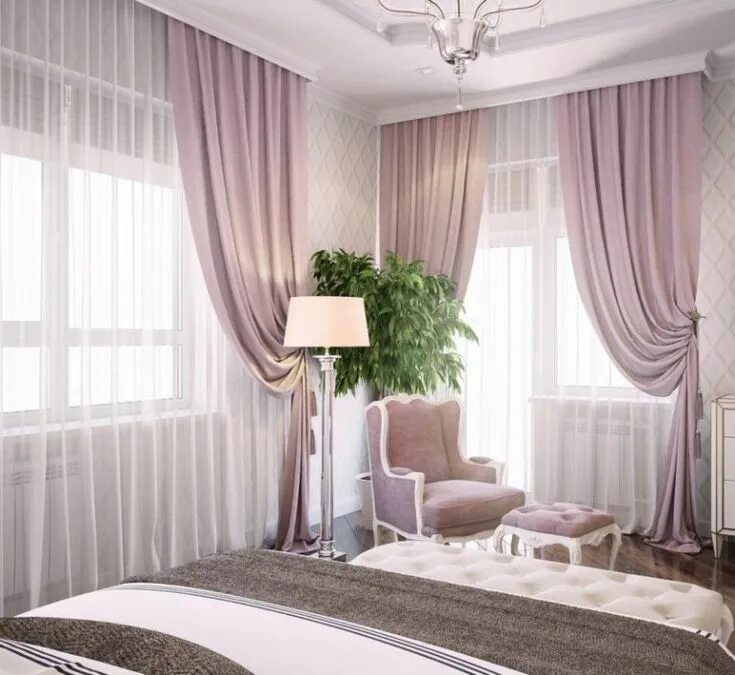 Пудровые шторы в спальню в интерьере фото Pin di Cristy Clarke su Purple/Pink Rooms /Interiors/Decorating Ideas... Idee ar