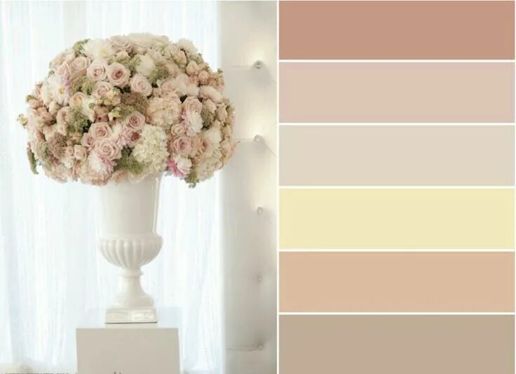 Пудровый бежевый цвет в интерьере Paleta de cores Cores para casamento, Decoração colorida, Cores