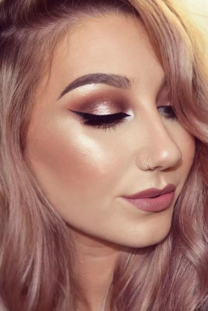 Пудровый макияж фото 45 Top Rose Gold Makeup Ideas To Look Like A Goddess Gold makeup looks, Rose gol