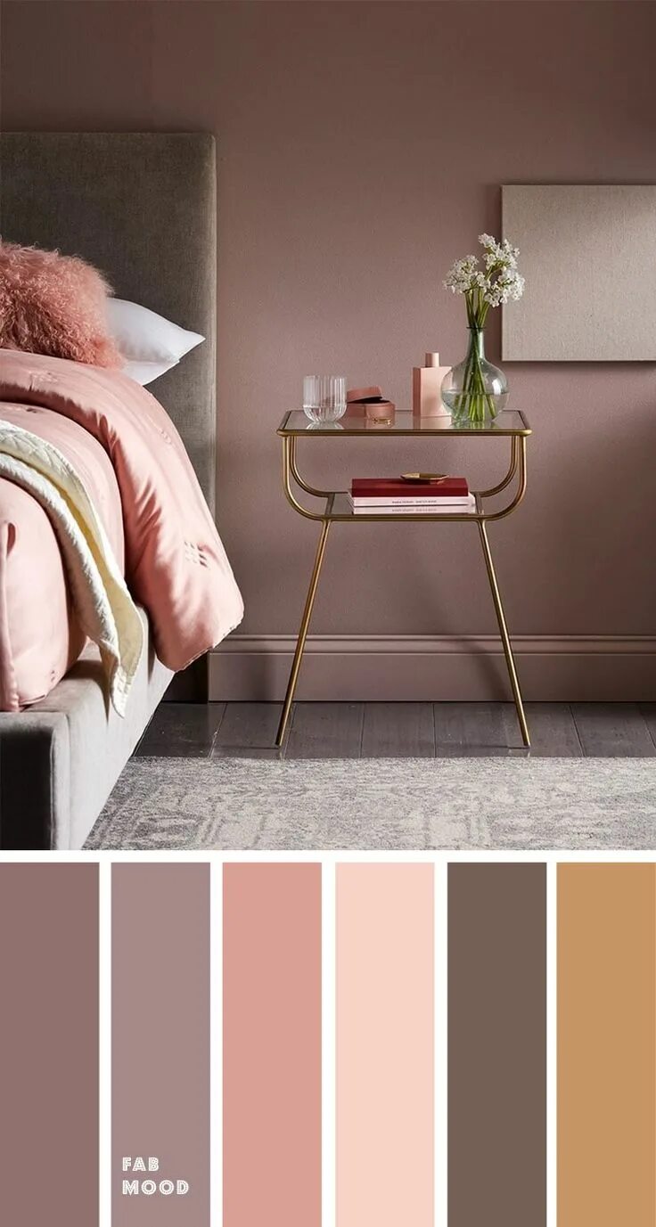 Пудровый цвет в интерьере с чем сочетается Earth Tone Colors For Bedroom Mauve + blush + grey & gold accents Beautiful bedr