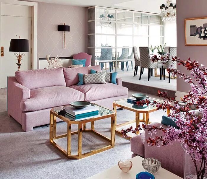 Пудровый цвет в интерьере с чем сочетается Pink & Turquoise Home. Super cute. Chic living room design, Pink living room, Li