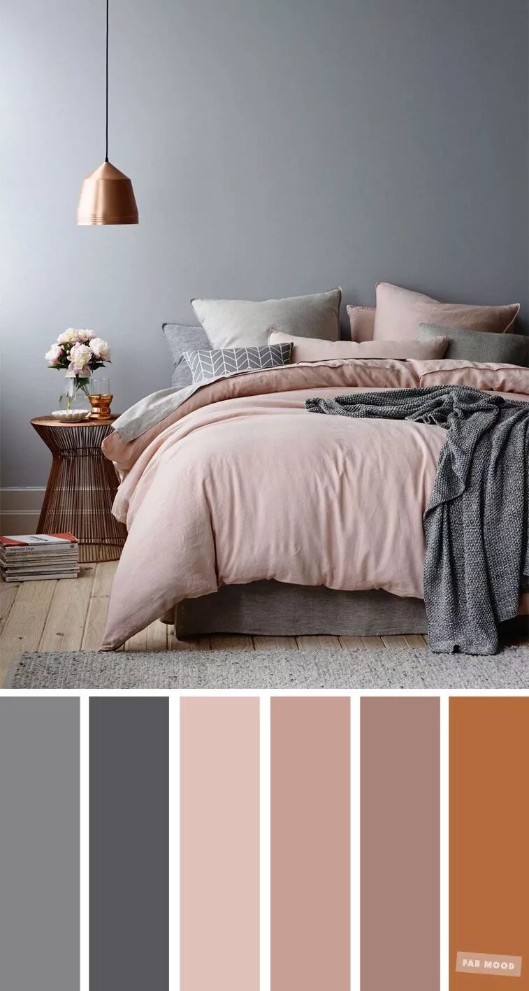 Пудровый цвет в интерьере сочетания Copper, Grey and Mauve Color Scheme for Bedroom Beautiful bedroom colors, Bedroo