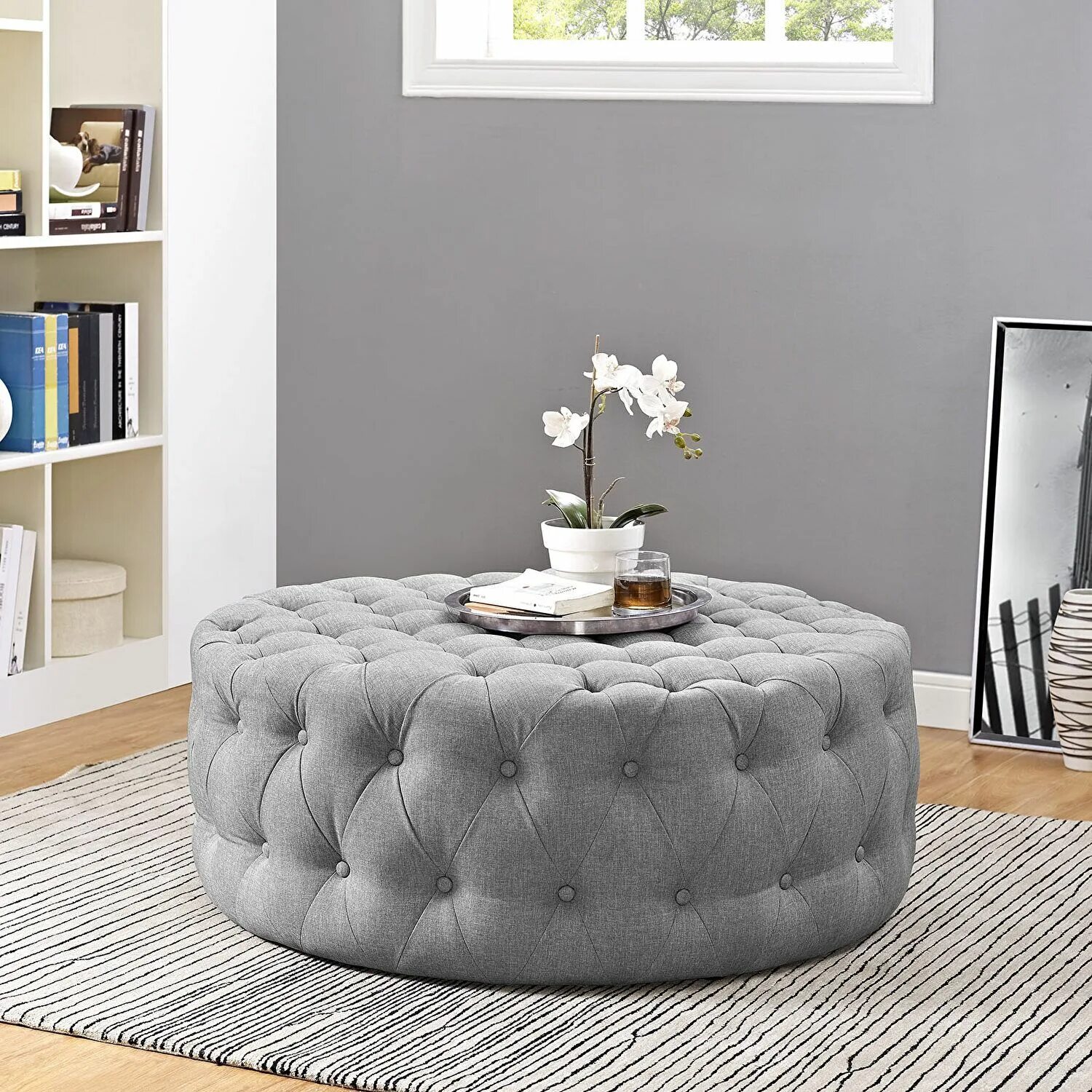 Пуф в интерьере спальни Modway Amour Light Gray Ottoman EEI-2225-LGR Upholstered ottoman, Upholstered fa