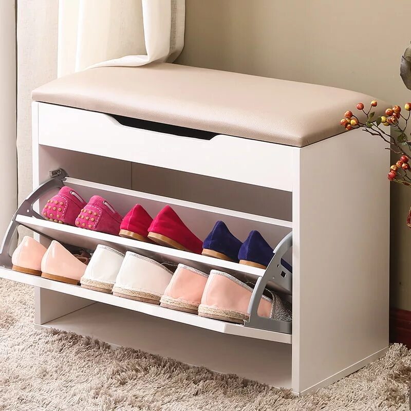 Hallway Bench Seat Entryway Foyer Chair Shoe Storage Racks Coat Rack Deacon for 