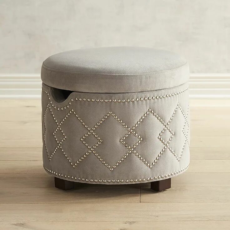 Пуфик своими руками в домашних Collins Gray Storage Ottoman with Nailhead Trim в 2020 г. Интерьер, Мебель и Меб