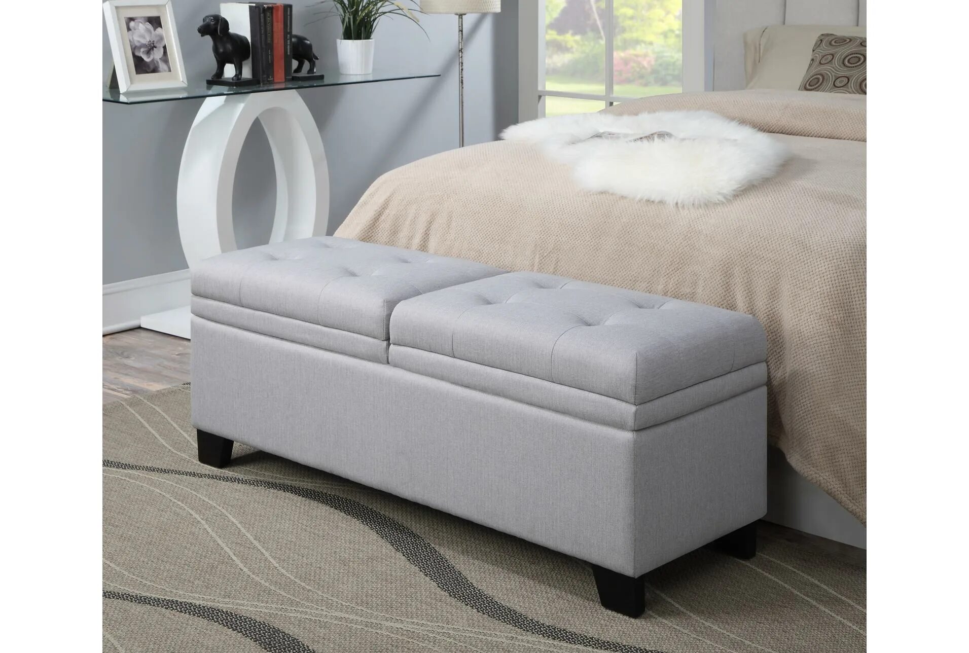 Пуфик в интерьере спальни grey bedroom storage bench OFF-61