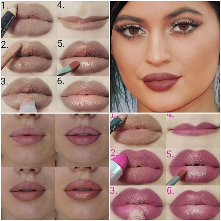 Пухлые губы с помощью макияжа application rouge à lèvres Kylie Jenner mat #fashion #style #lips Jenner makeup,