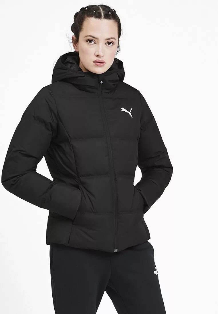 Пуховик пума женский зимний фото Пуховик PUMA Essentials 400 Down Hooded Jacket, цвет: черный, PU053EWFRJK9 - куп