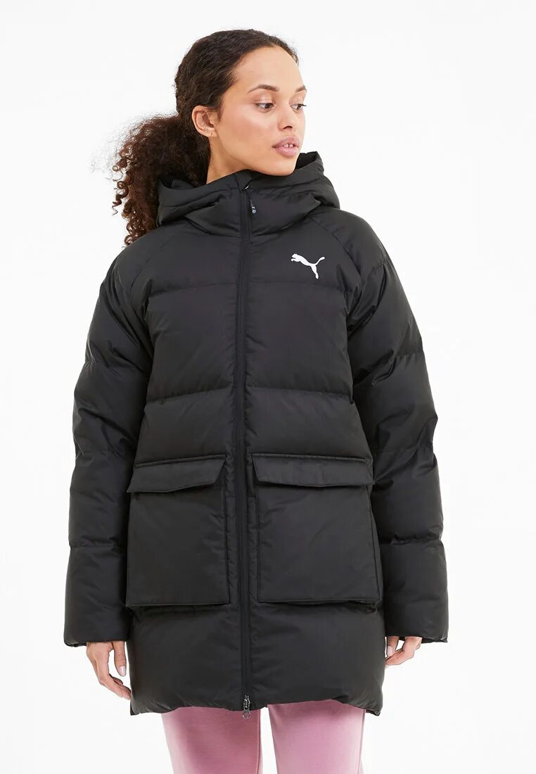 Пуховик пума женский зимний фото Пуховик PUMA Long Hooded Down Coat, цвет: черный, PU053EWJZQK1 - купить в интерн