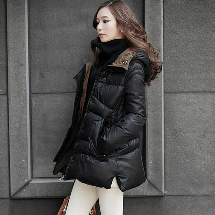 Пуховик женский стиль Duck Down Winter Jacket Women Coat Nice Europe Style Parka Hooded Thicken Female