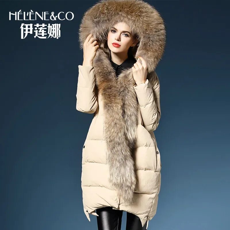 Пуховики женские зимние модные с мехом 2016 new hot winter Warm woman Down jacket Coat Parkas Outerwear Hooded Raccoon 