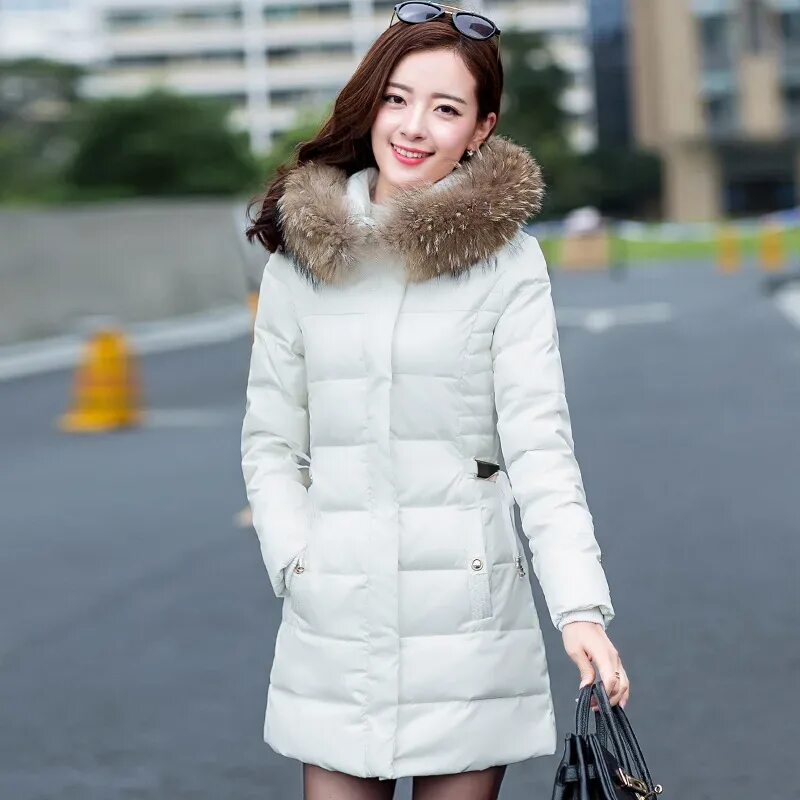 Пуховики зима фото 2016 New Female Padded Wool Collar Thick Warm Cotton Jacket Winter Coat Sale Des