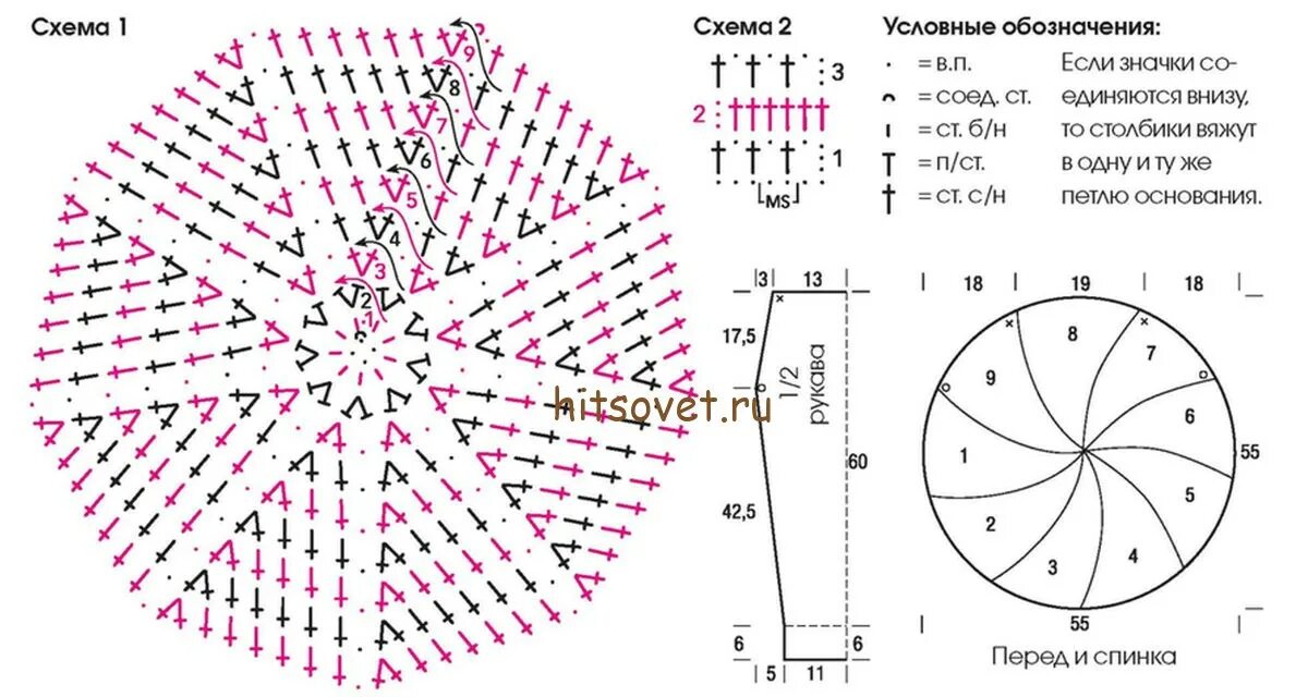 Пуловер крючком схема Пуловер крючком схемы и описание - Хитсовет