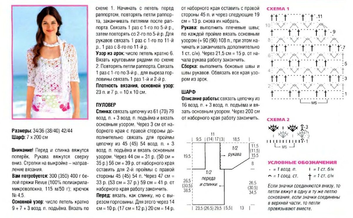 Пуловер крючком схема Воздушные сеточки крючком. Схемы вязания узоров Пряжа и все, что из нее связано!