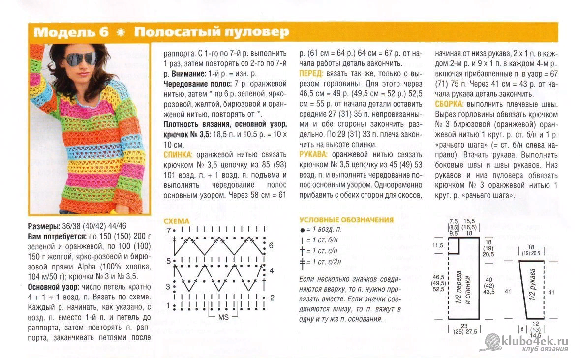Пуловер крючком со схемами и описанием Схемы джемперов вязание крючком
