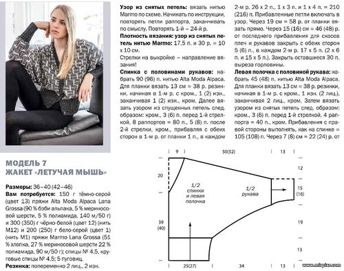 Пуловер летучая мышь спицами со схемами жакет с рукавом летучая мышь описание вязания - Клуб Модного трикотажа - Смотрет