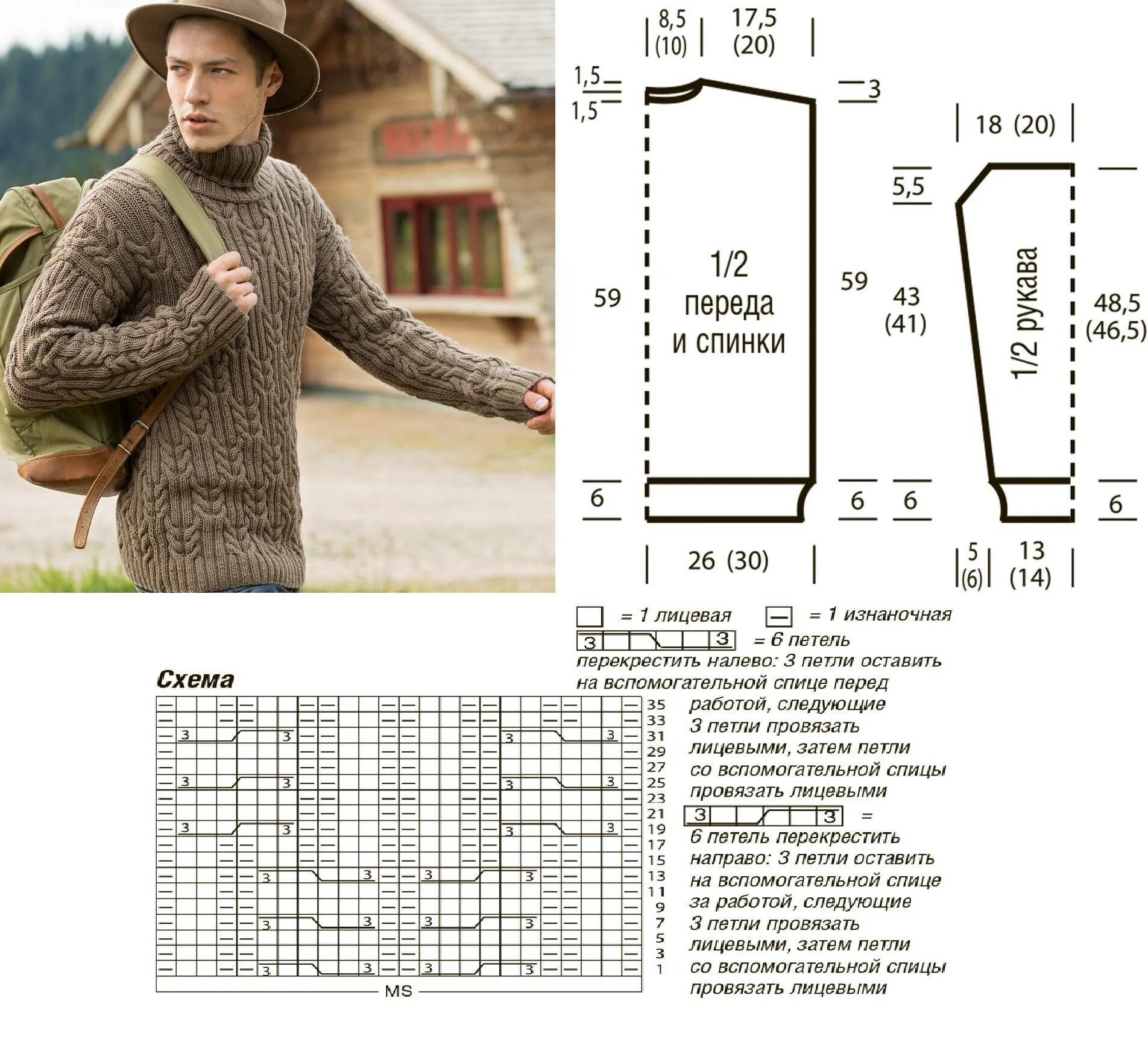 Пуловер мужской вязать спицами схема и описание Вязание мужской пуловер схема