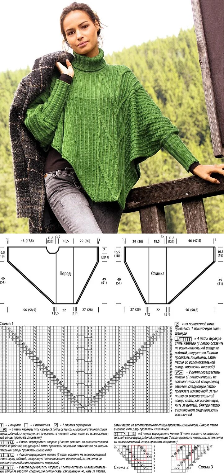 Пуловер пончо спицами с описанием и схемами Как связать объемный женский свитер оверсайз спицами: схемы с описанием
