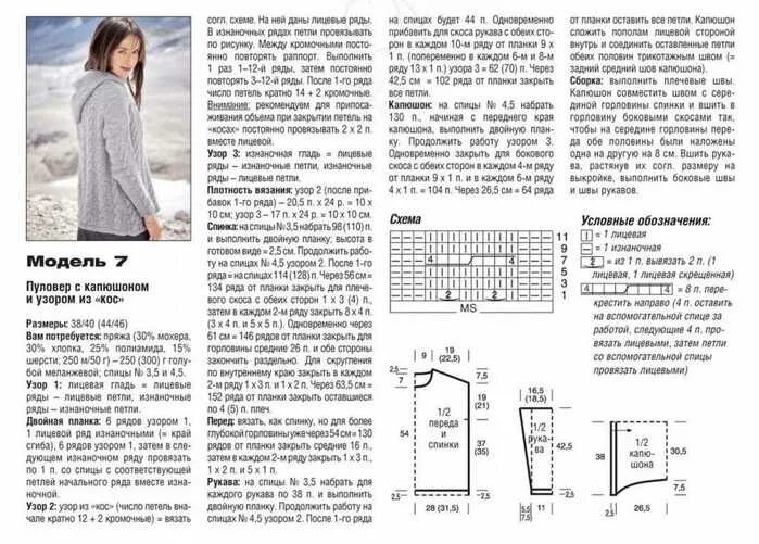 Пуловер с капюшоном женский спицами схема Кардиганы с капюшоном вязаные спицами схемы и описание - журнал 13malyshok.ru