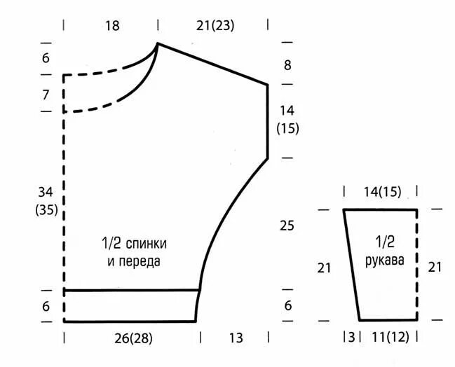 Пуловер с цельнокроенными рукавами выкройка Выкройки, Вязание, Уроки вязания