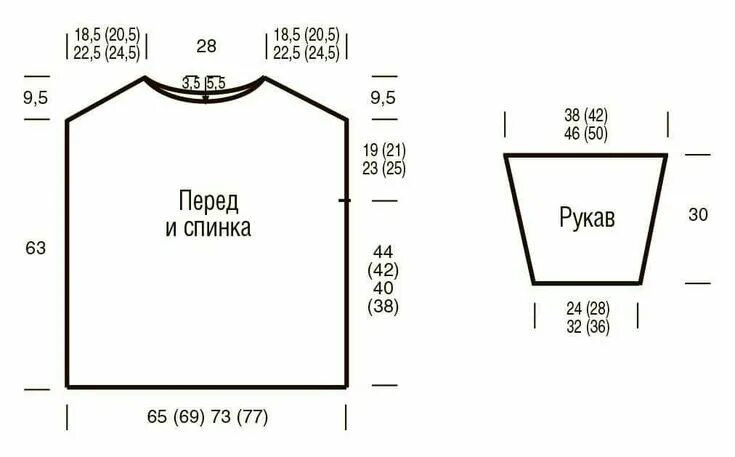 Пуловер выкройка женская ВЯЖЕМ СПИЦАМИ Свободный джемпер с укороченными рукавами Джемпер со спущенной лин