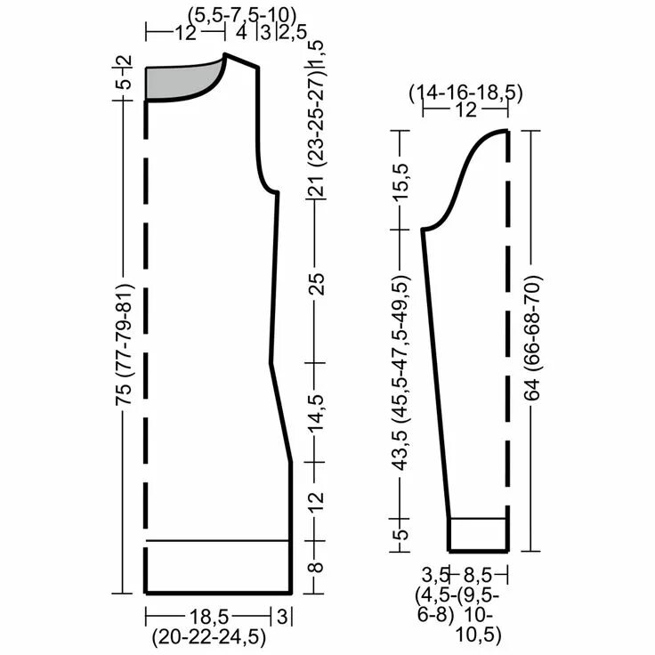 Пуловер выкройка женская Удлиненный джемпер Вязание, Схемы вязания, Выкройки
