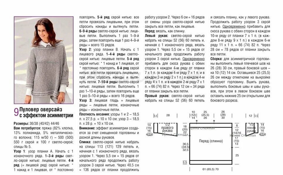 Пуловер женский оверсайз спицами схема Ажурные модели спицами и другие красивые варианты пуловеров и жакетов. Ирина СНе