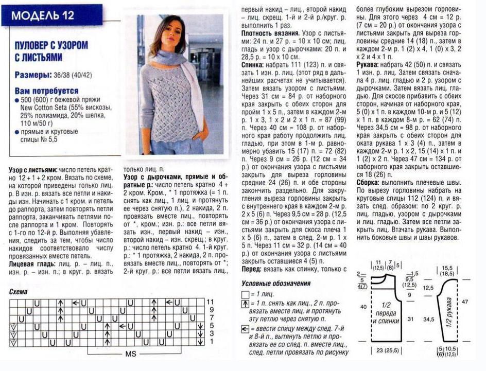Пуловер женский спицами схемы и описание 2016 ЗинаидаЧ - Дневник ЗинаидаЧ Узоры, Вязание, Пуловер