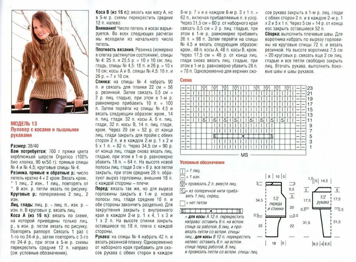 Пуловер женский вязать спицами схема и описание Подборка теплых свитеров и джемперов. Описания+схемы. Вязание на спицах - koneva