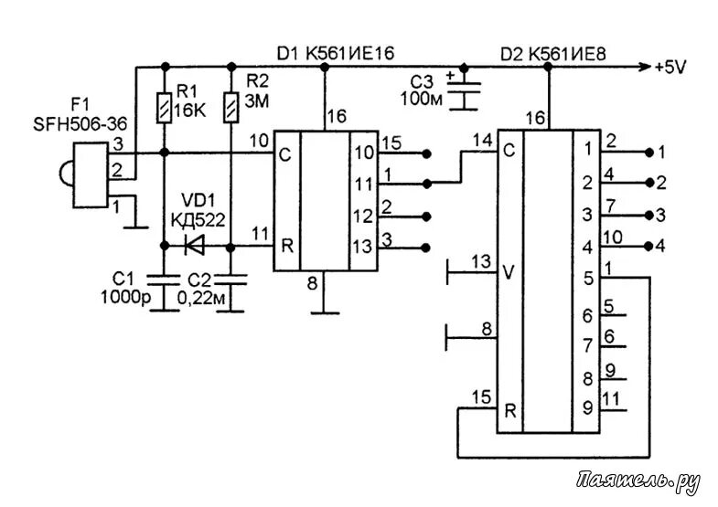 Пульт своими руками схема Схема дистанционного управления на 4 команды " Паятель.Ру - Все электронные схем