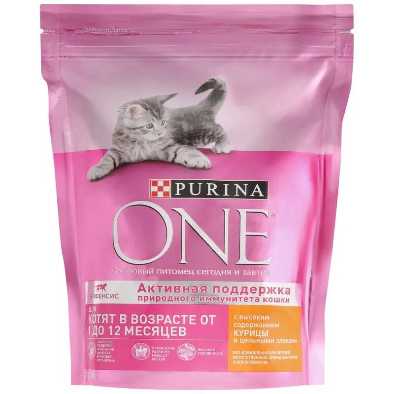 Пурина для кошек фото Корм для кошек Purina One для котят с курицей и цельными злаками - "Любимый корм