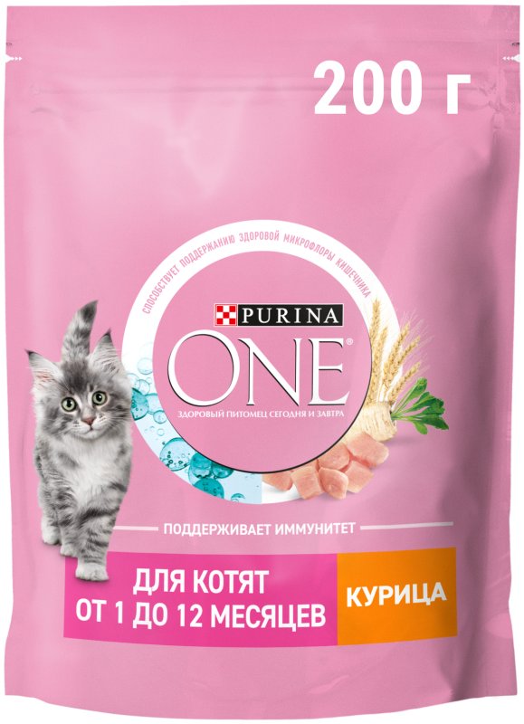 Пурина для котят фото Сухой корм для котят Purina ONE Kitten с курицей и цельными злаками 200 г 86744*