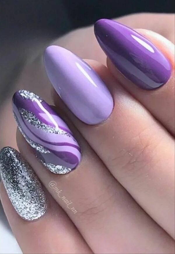 Пурпурный маникюр фото Pin on Almond nails design