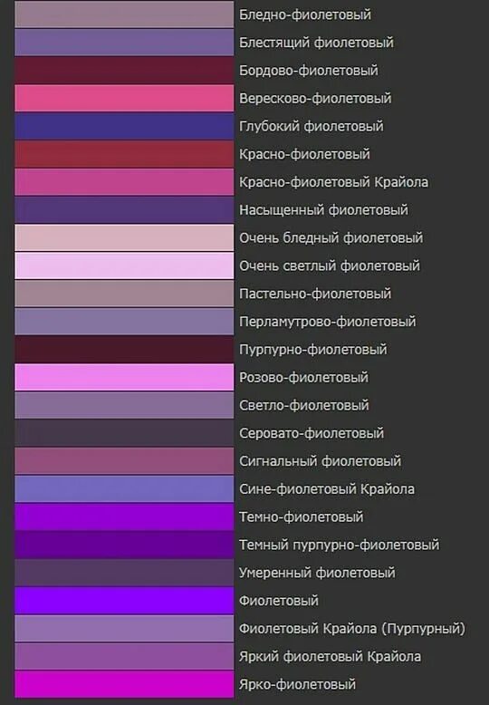 Пурпурный цвет это какой показать фото цветов Оттенки фиолетового цвета Фиолетовые цветовые палитры, Фиолетовые цветовые схемы