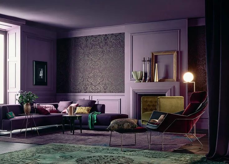 Пурпурный цвет в интерьере Lorenzo Pennati - Wunderkammer Purple living room, Purple interior design, 2021 