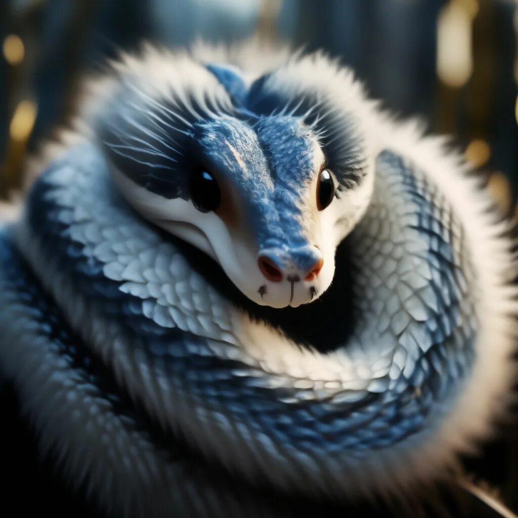 Пушистая змея фото "Fluffy snake, fur" - image created in Shedevrum