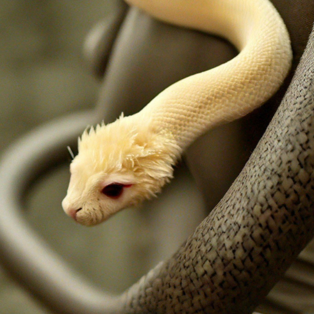 Пушистая змея фото "Fluffy furry snake" - image created in Shedevrum