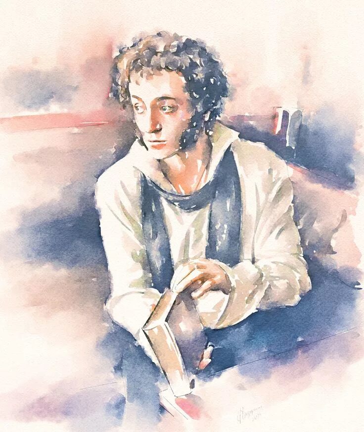 Пушкин фото рисунок "Alexander Pushkin" digital watercolor from movie frame (Russia, 2002) Sergey Be