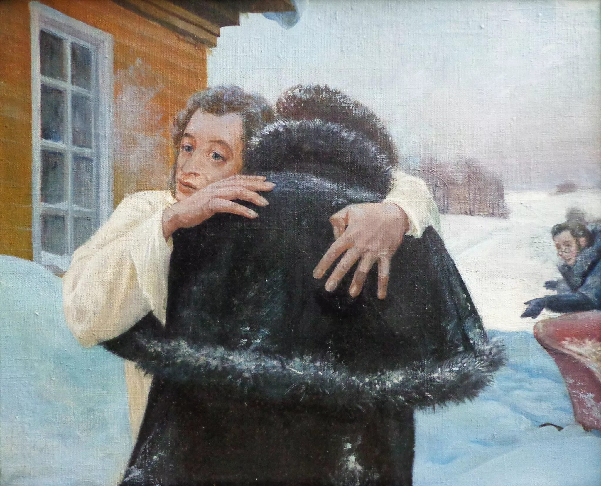 Пушкин и пущин фото Приезд Пущина и Дельвига в Михайловское", 1998 г., х.,м., 50х60 см. Живопись, Цв