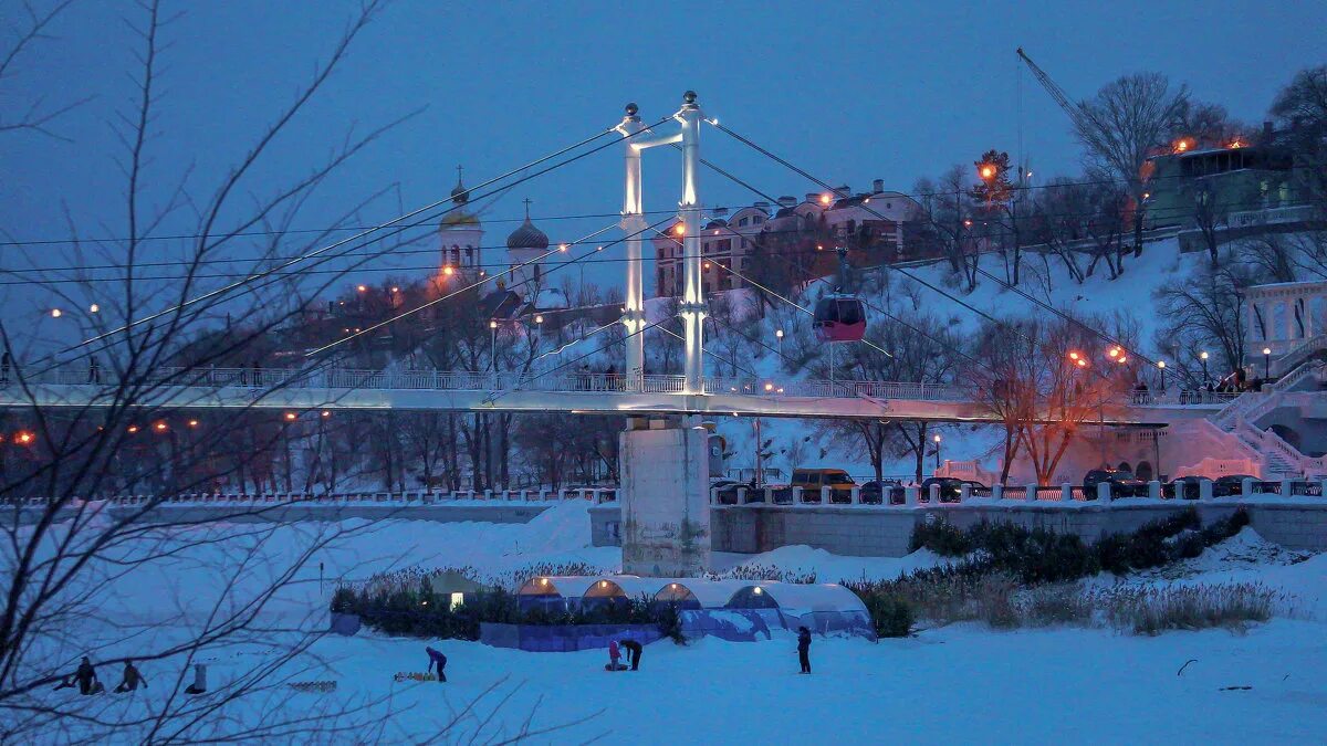 Пушкинский бульвар оренбург пушкинский бульвар фото Зимние сумерки в городе. А на том берегу.... Пушкинский бульвар, Введенская церк