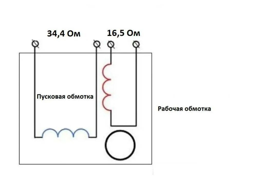 Пусковая и рабочая обмотка двигателя подключение Схема подключения пусковой обмотки